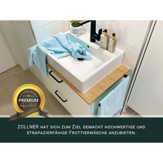 ZOLLNER 10er Set Handtücher in 50x100 cm - saugstarke und weiche Duschtücher in hellblau - mit praktischem Aufhänger - waschbar bis 60°C - Baumwolle - Hotelqualität