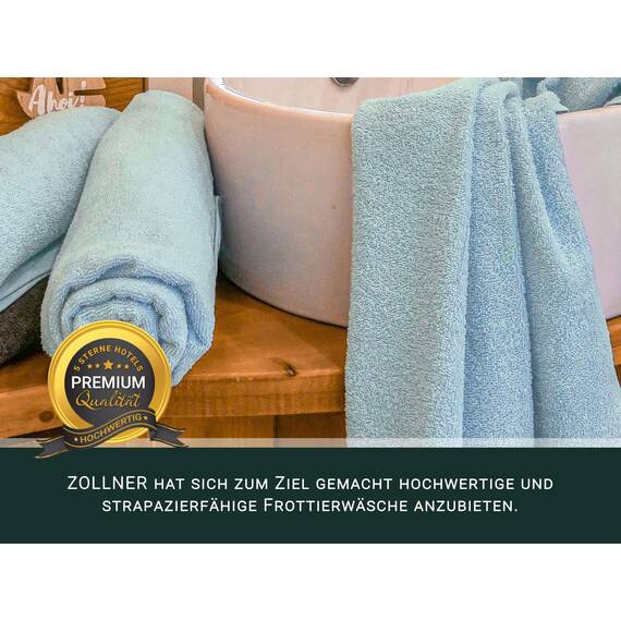 ZOLLNER Handtuch Set aus 4 Handtücher 50x100 cm & 2 Duschtücher 70x140 cm - saugstarke und weiche Tücher in hellblau - mit praktischem Aufhänger - waschbar bis 60°C - Baumwolle - Hotelqualität