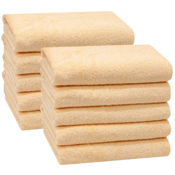ZOLLNER 10er Set Handtücher in 50x100 cm - saugstarke und weiche Duschtücher in gelb - mit praktischem Aufhänger - waschbar bis 60°C - Baumwolle - Hotelqualität