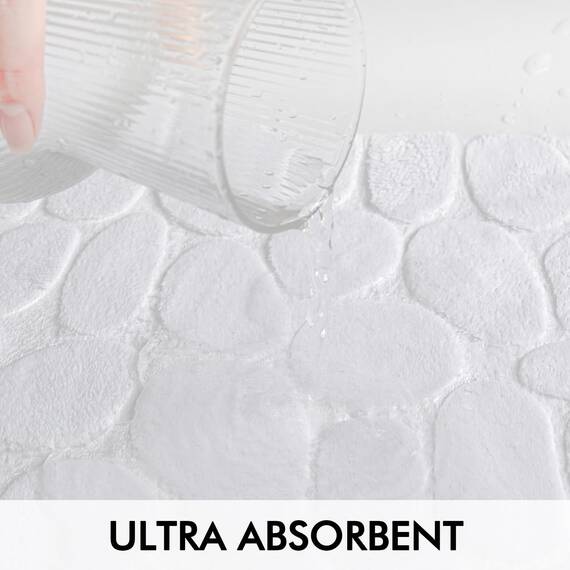MIULEE Geometrische Badematte Memoryschaum Badezimmerteppich Badteppich Memory Foam Duschvorleger Teppich Badvorleger Fussmatte rutschfeste Matte für Badezimmer Wohnzimmer 50x40 cm Weiß