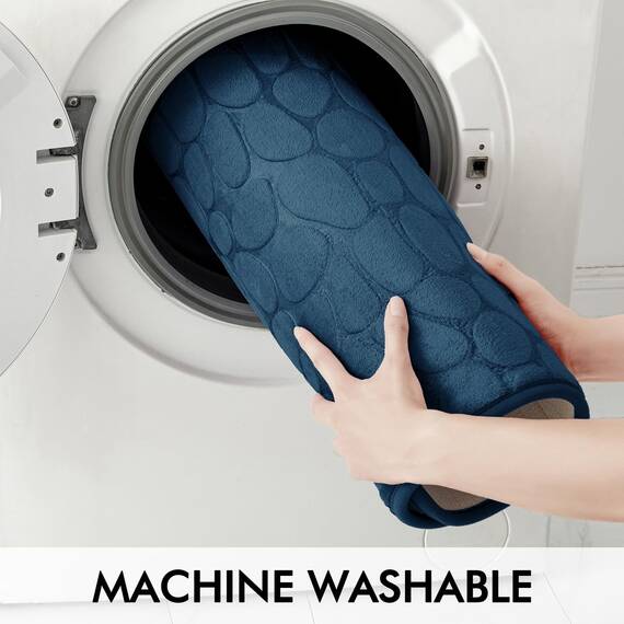 MIULEE WC Teppich Badematte Memoryschaum Badezimmerteppich rutschfeste Badteppich Wasserabsorbierend Badvorleger Schnelltrocknend Waschbar Duschvorleger für Toilette 50x40cm Blau
