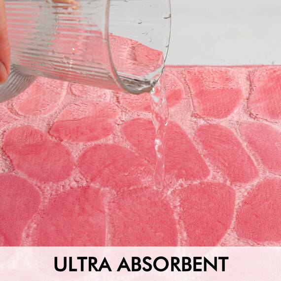 MIULEE Geometrische Badematte Memoryschaum Badezimmerteppich Badteppich Memory Foam Duschvorleger Teppich Badvorleger Fussmatte rutschfeste Matte für Badezimmer Wohnzimmer 50x40 cm Rosa