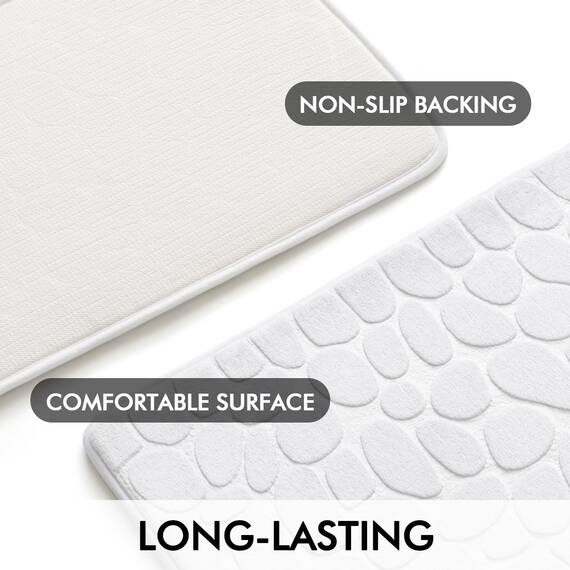 MIULEE Geometrische Badematte Memoryschaum Badezimmerteppich Badteppich Memory Foam Duschvorleger Teppich Badvorleger Fussmatte rutschfeste Matte für Badezimmer Wohnzimmer 50x40 cm Weiß