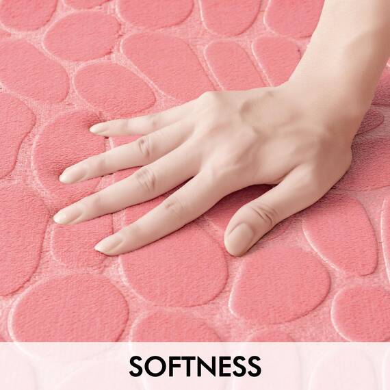 MIULEE Geometrische Badematte Memoryschaum Badezimmerteppich Badteppich Memory Foam Duschvorleger Teppich Badvorleger Fussmatte rutschfeste Matte für Badezimmer Wohnzimmer 50x40 cm Rosa