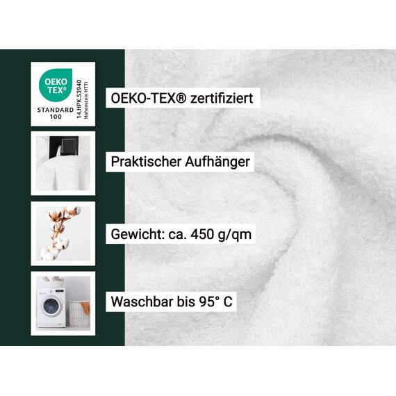 ZOLLNER 6tlg. Handtuch Set 4X Handtücher (ca. 50x100 cm) und 2X Duschtücher (ca. 70x140 cm) - aus Baumwolle - mit moderner Streifenbordüre - waschbar bis 95°C - mit praktischem Aufhänger - in weiß
