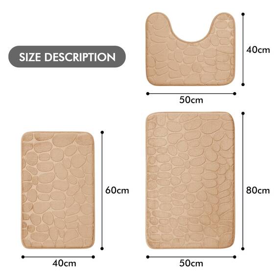 MIULEE Badematte Memoryschaum Badezimmerteppich rutschfeste Badteppich Wasserabsorbierend Badvorleger Schnelltrocknend Waschbar Duschvorleger für Badezimmer 40x60cm Beige