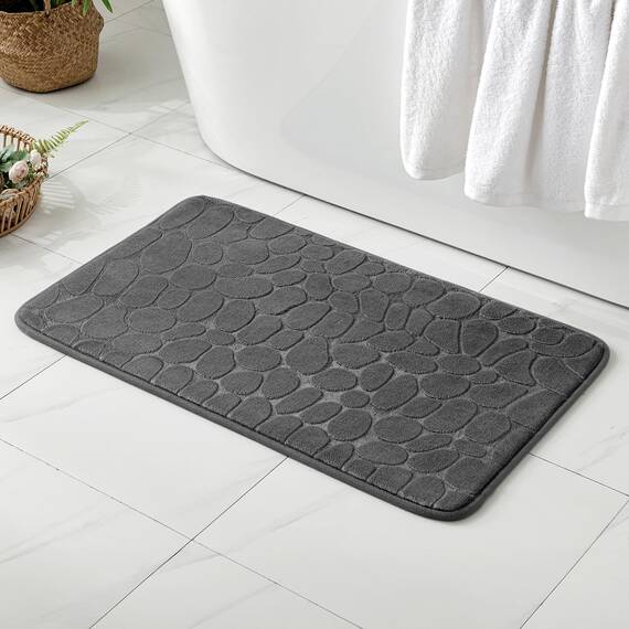 MIULEE Geometrische Badematte Memoryschaum Badezimmerteppich Badteppich Memory Foam Duschvorleger Teppich Badvorleger Fussmatte rutschfeste Matte für Badezimmer Wohnzimmer 40x60 cm Grau
