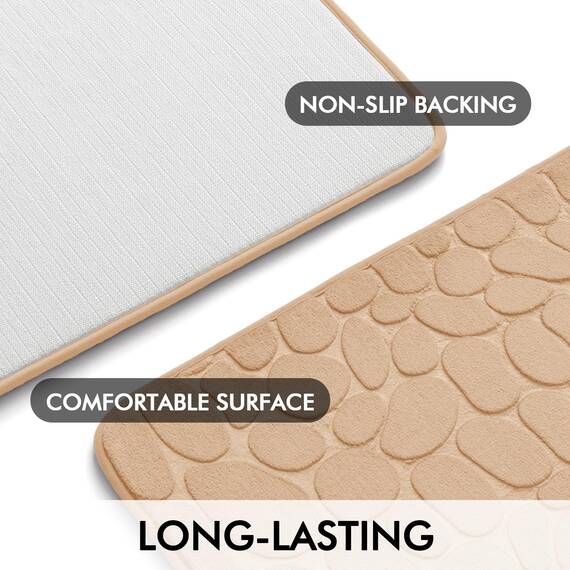 MIULEE Badematte Memoryschaum Badezimmerteppich rutschfeste Badteppich Wasserabsorbierend Badvorleger Schnelltrocknend Waschbar Duschvorleger für Badezimmer 40x60cm Beige