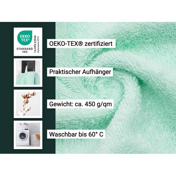 ZOLLNER 25-tlg. Handtuch Set: 10 Gästehandtücher (30x50 cm), 10 Handtücher (50x100 cm), 5 Duschtücher (70x140 cm), weich und saugstark, waschbar bis 60°C, Baumwolle, Mint