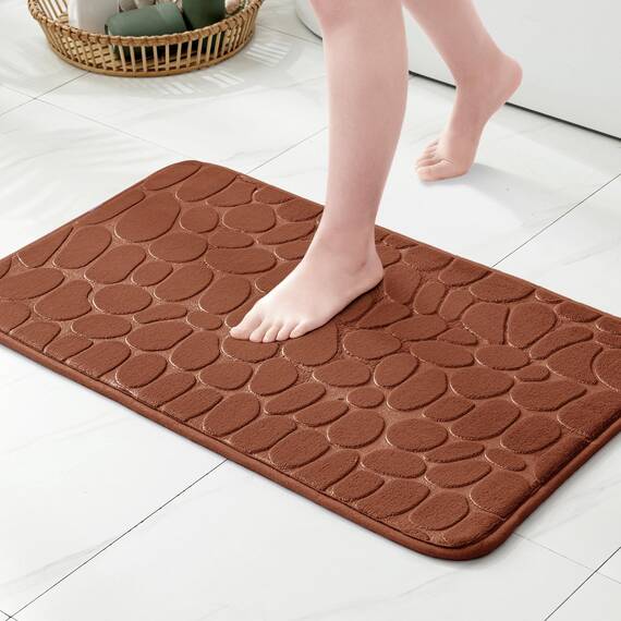 MIULEE Badematte Memoryschaum Badezimmerteppich rutschfeste Badteppich Wasserabsorbierend Badvorleger Schnelltrocknend Waschbar Duschvorleger für Badezimmer 50x80cm Kaffee