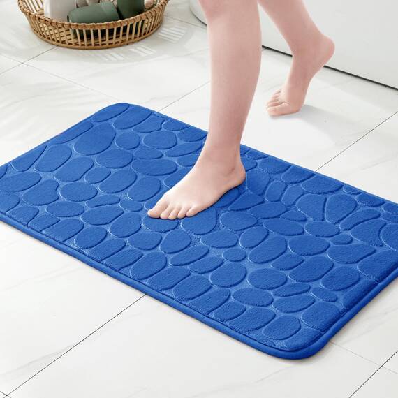 MIULEE Badematte Memoryschaum Badezimmerteppich rutschfeste Badteppich Wasserabsorbierend Badvorleger Schnelltrocknend Waschbar Duschvorleger für Badezimmer 50x80cm Seeblau