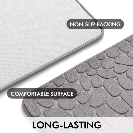 MIULEE Geometrische Badematte Memoryschaum Badezimmerteppich Badteppich Memory Foam Duschvorleger Teppich Badvorleger Fussmatte rutschfeste Matte für Badezimmer Wohnzimmer 40x60 cm Grau