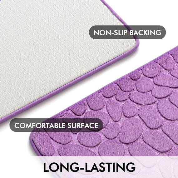MIULEE Geometrische Badematte Memoryschaum Badezimmerteppich Badteppich Memory Foam Duschvorleger Teppich Badvorleger Fussmatte rutschfeste Matte für Badezimmer Wohnzimmer 50x80 cm Helllila