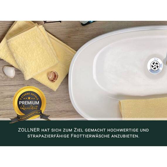 ZOLLNER 25tlg. Handtuch Set aus 10x Gästehandtücher (ca. 30x50 cm), 10X Handtücher (ca. 50x100 cm), 5X Duschtücher (ca. 70x140 cm), weich und saugstark, waschbar bis 60°C, Baumwolle, Gelb