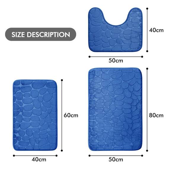 MIULEE Badematte Memoryschaum Badezimmerteppich rutschfeste Badteppich Wasserabsorbierend Badvorleger Schnelltrocknend Waschbar Duschvorleger für Badezimmer 50x80cm Seeblau