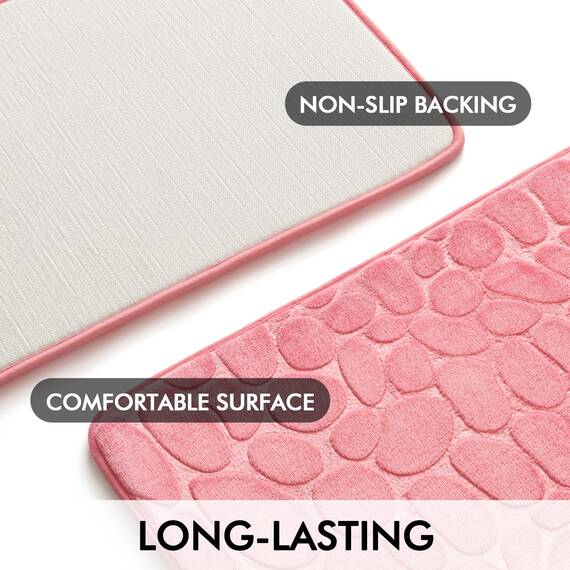 MIULEE Geometrische Badematte Memoryschaum Badezimmerteppich Badteppich Memory Foam Duschvorleger Teppich Badvorleger Fussmatte rutschfeste Matte für Badezimmer Wohnzimmer 50x40 cm Rosa