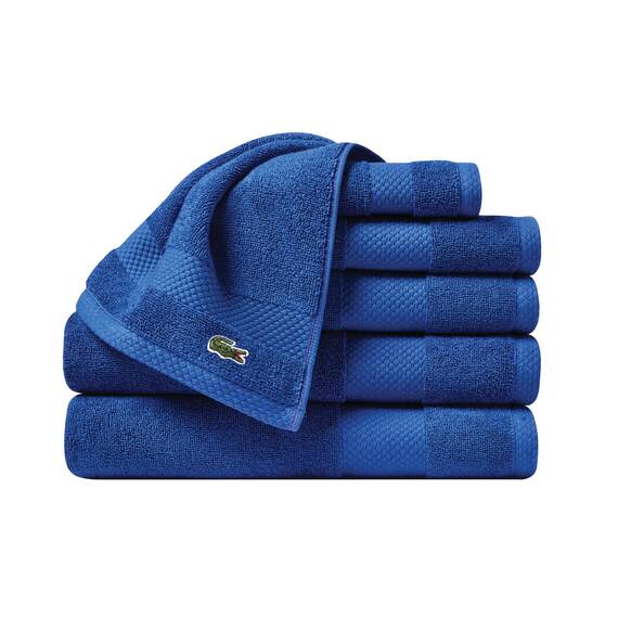 Lacoste Heritage Supima Cotton Handtuch-Set, 6-teilig, 2 Badetücher, 2 Handtücher, 2 Waschlappen, Surf Blue - sehr saugfähig & schnell trocknend, Badezimmer-Essential, maschinenwaschbar
