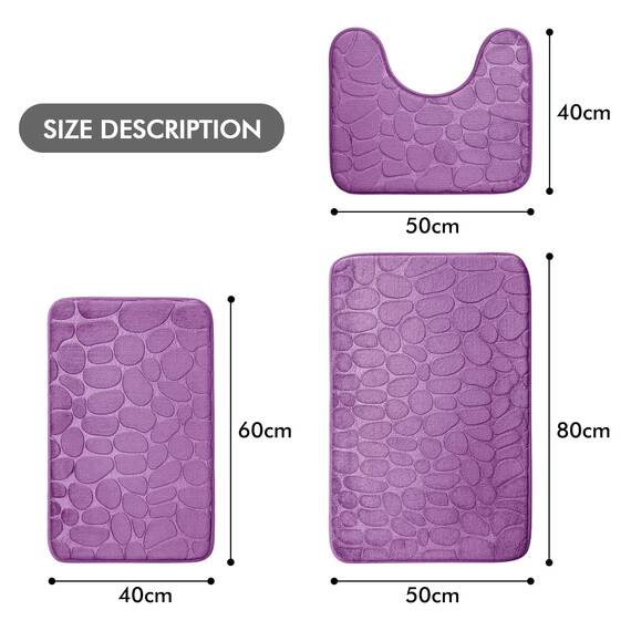 MIULEE Geometrische Badematte Memoryschaum Badezimmerteppich Badteppich Memory Foam Duschvorleger Teppich Badvorleger Fussmatte rutschfeste Matte für Badezimmer Wohnzimmer 50x80 cm Helllila