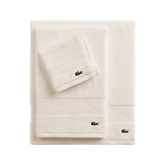 Lacoste Heritage-Supima-Baumwollduschtuch XL, Kreide, 88,9 x 177,8 cm