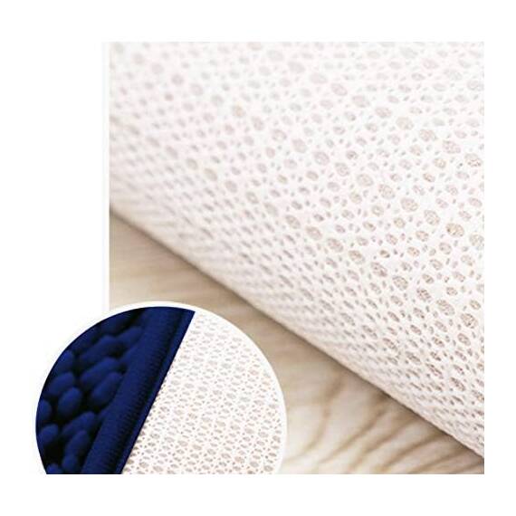 Madeals Badteppich-Set, 4-teilig, mit WC-Deckelbezug, weicher Shaggy-Badteppich-Set, 3-teilig und U-förmiger WC-Bodenteppich, Marineblau