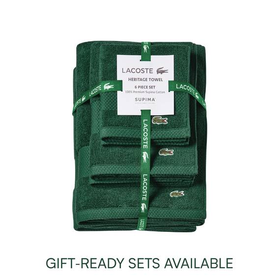 Lacoste Heritage Supima Baumwoll-Badematte, Krokodilgrün, 53,3 x 78,7 cm