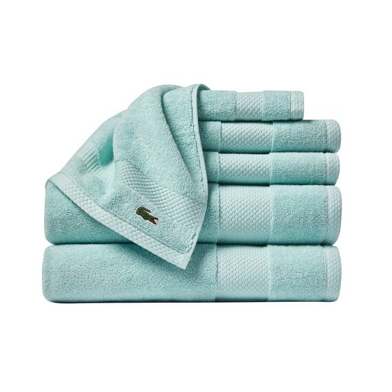 Lacoste Heritage Supima Cotton Handtuch-Set, 6-teilig, 2 Badetücher, 2 Handtücher, 2 Waschlappen, Mint - sehr saugfähig & schnell trocknend, Badezimmer-Essential, maschinenwaschbar