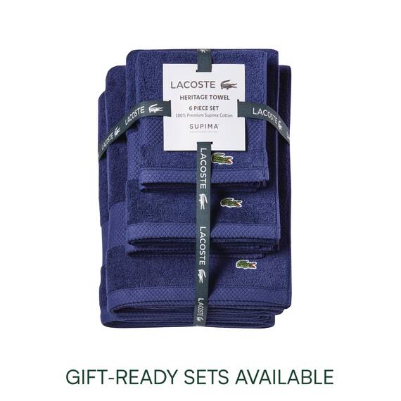 Lacoste Heritage Supima Badetuch, Baumwolle, 88,9 x 177,8 cm, Marineblau