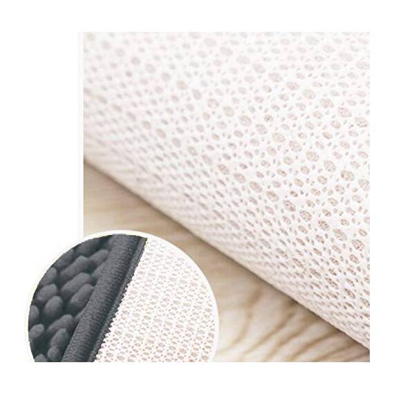 Madeals Chenille-Badteppich-Set mit WC-Deckelbezug und U-förmigem WC-Bodenteppich, Dunkelgrau