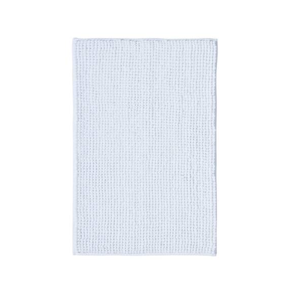Decomira Badematte rutschfest | Als Badteppich Set kombinierbar | Badezimmer-Teppich Bad-Vorleger waschbar aus Chenille | Duschvorleger für Dusche, Badewannen, WC Deko | Weiss - 50x80 cm