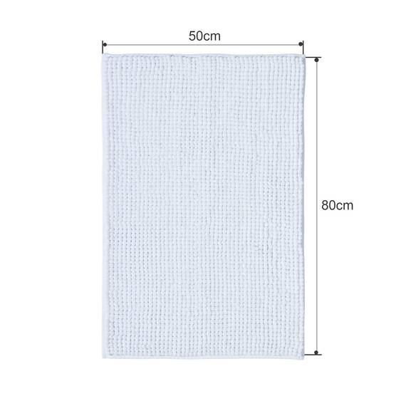 Decomira Badematte rutschfest | Als Badteppich Set kombinierbar | Badezimmer-Teppich Bad-Vorleger waschbar aus Chenille | Duschvorleger für Dusche, Badewannen, WC Deko | Weiss - 50x80 cm