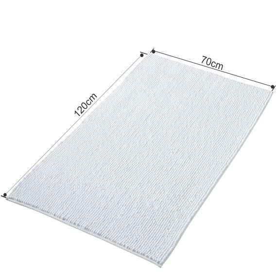 Decomira Badematte rutschfest | Als Badteppich Set kombinierbar | Badezimmer-Teppich Bad-Vorleger waschbar aus Chenille | Duschvorleger für Dusche, Badewannen, WC Deko | Weiss - 70x120 cm