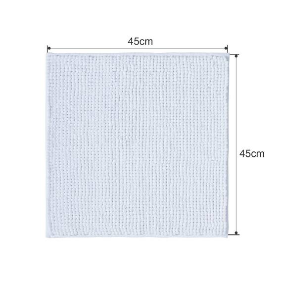 Decomira Badematte rutschfest | Als Badteppich Set kombinierbar | Badezimmer-Teppich Bad-Vorleger waschbar aus Chenille | Duschvorleger für Dusche, Badewannen, WC Vorleger | Weiss - 45x45 cm