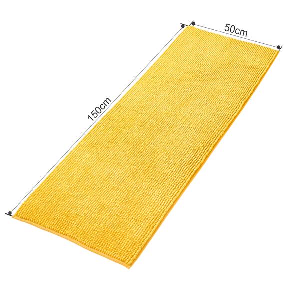 Decomira Badematte rutschfest | Als Badteppich Set kombinierbar | Badezimmer-Teppich Bad-Vorleger waschbar aus Chenille | Duschvorleger für Dusche, Badewannen, WC Deko | Gelb - 50x150 cm