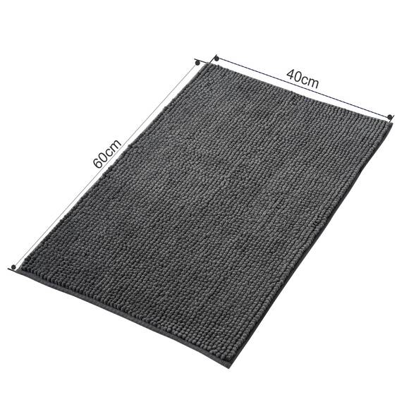 Decomira Badematte rutschfest | Als Badteppich Set kombinierbar | Badezimmer-Teppich Bad-Vorleger waschbar aus Chenille | Duschvorleger für Dusche, Badewannen, WC Deko | Dunkelgrau - 40x60 cm