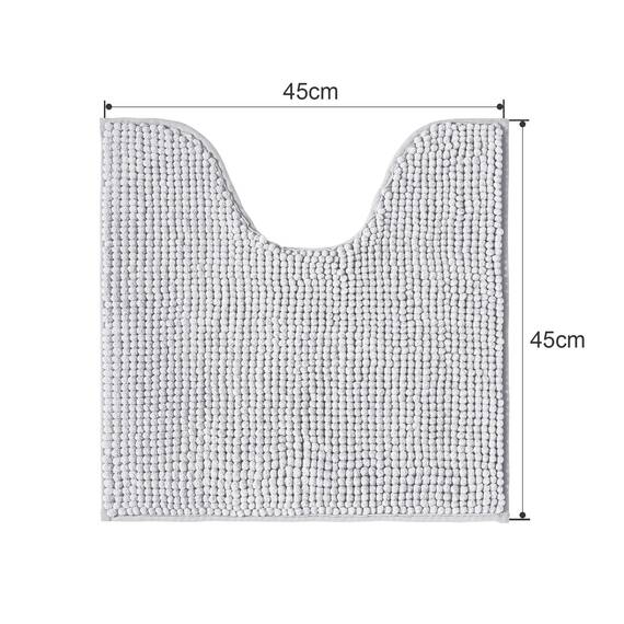 Decomira Badematte rutschfest WC Vorleger mit Ausschnitt | Als Badteppich Set kombinierbar | Badezimmer-Teppich Bad-Vorleger waschbar aus Chenille | Für freistehende Toiletten | Grau - 45x45 cm