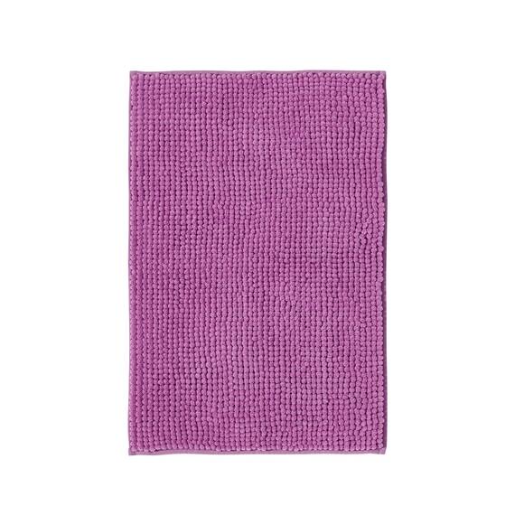 Decomira Badematte rutschfest | Als Badteppich Set kombinierbar | Badezimmer-Teppich Bad-Vorleger waschbar aus Chenille | Duschvorleger für Dusche, Badewannen, WC Deko | Lila - 50x80 cm