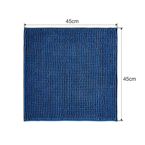 Decomira Badematte rutschfest | Als Badteppich Set kombinierbar | Badezimmer-Teppich Bad-Vorleger waschbar aus Chenille | Duschvorleger für Dusche, Badewannen, WC Vorleger | Blau - 45x45 cm