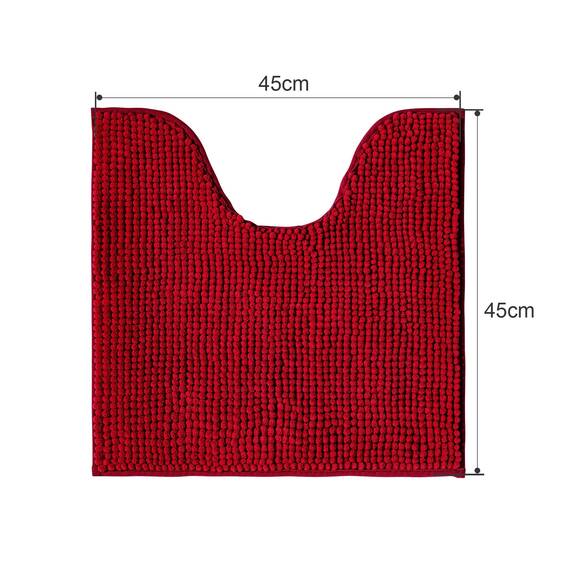 Decomira Badematte rutschfest WC Vorleger mit Ausschnitt | Als Badteppich Set kombinierbar | Badezimmer-Teppich Bad-Vorleger waschbar aus Chenille | Für freistehende Toiletten | Rot - 45x45 cm