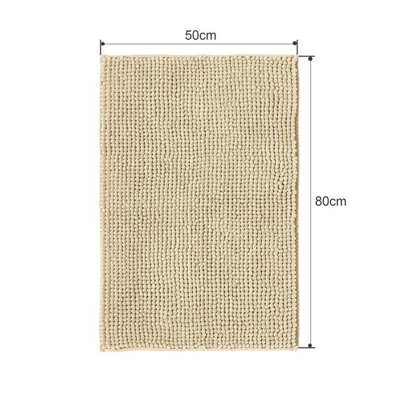 Decomira Badematte rutschfest | Als Badteppich Set kombinierbar | Badezimmer-Teppich Bad-Vorleger waschbar aus Chenille | Duschvorleger für Dusche, Badewannen, WC Deko | Beige - 50x80 cm