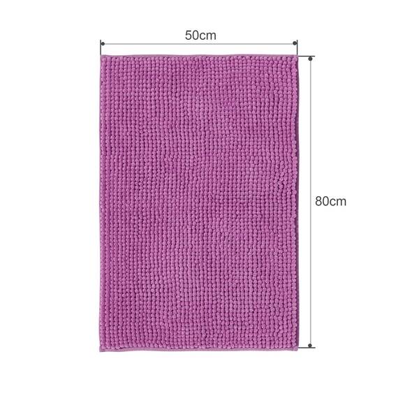 Decomira Badematte rutschfest | Als Badteppich Set kombinierbar | Badezimmer-Teppich Bad-Vorleger waschbar aus Chenille | Duschvorleger für Dusche, Badewannen, WC Deko | Lila - 50x80 cm (2stk)