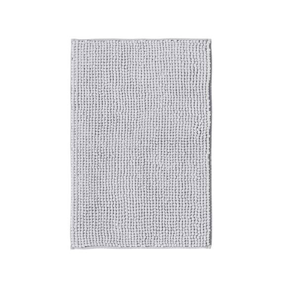 Decomira Badematte rutschfest | Als Badteppich Set kombinierbar | Badezimmer-Teppich Bad-Vorleger waschbar aus Chenille | Duschvorleger für Dusche, Badewannen, WC Deko | Grau - 50x80 cm