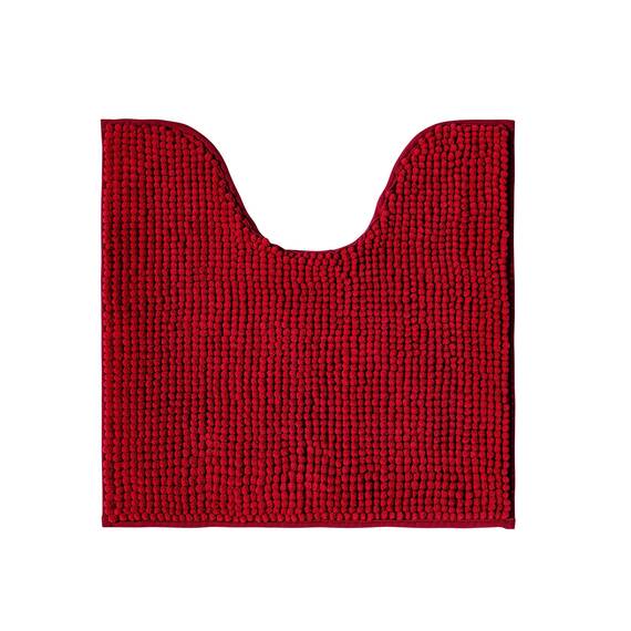 Decomira Badematte rutschfest WC Vorleger mit Ausschnitt | Als Badteppich Set kombinierbar | Badezimmer-Teppich Bad-Vorleger waschbar aus Chenille | Für freistehende Toiletten | Rot - 45x45 cm