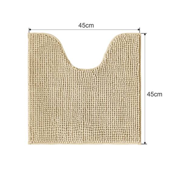 Decomira Badematte rutschfest WC Vorleger mit Ausschnitt | Als Badteppich Set kombinierbar | Badezimmer-Teppich Bad-Vorleger waschbar aus Chenille | Für freistehende Toiletten | Beige - 45x45 cm
