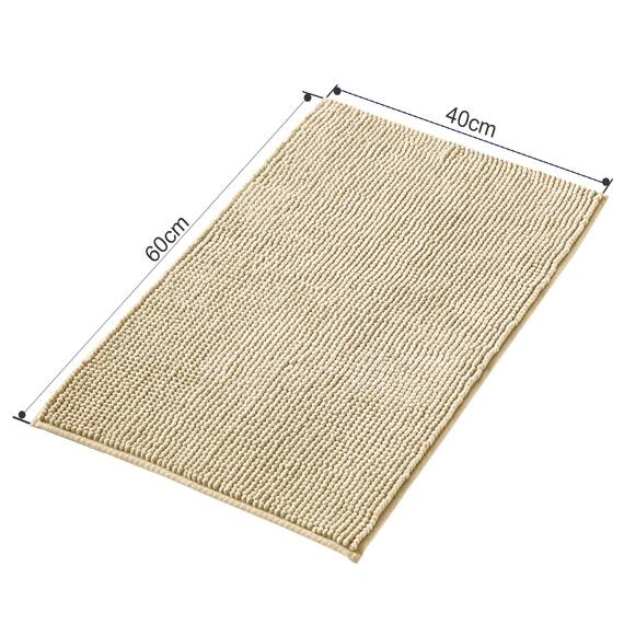 Decomira Badematte rutschfest | Als Badteppich Set kombinierbar | Badezimmer-Teppich Bad-Vorleger waschbar aus Chenille | Duschvorleger für Dusche, Badewannen, WC Deko | Beige - 40x60 cm