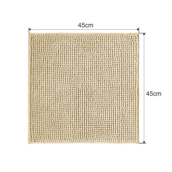 Decomira Badematte rutschfest | Als Badteppich Set kombinierbar | Badezimmer-Teppich Bad-Vorleger waschbar aus Chenille | Duschvorleger für Dusche, Badewannen, WC Vorleger | Beige - 45x45 cm