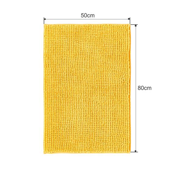 Decomira Badematte rutschfest | Als Badteppich Set kombinierbar | Badezimmer-Teppich Bad-Vorleger waschbar aus Chenille | Duschvorleger für Dusche, Badewannen, WC Deko | Gelb - 50x80 cm