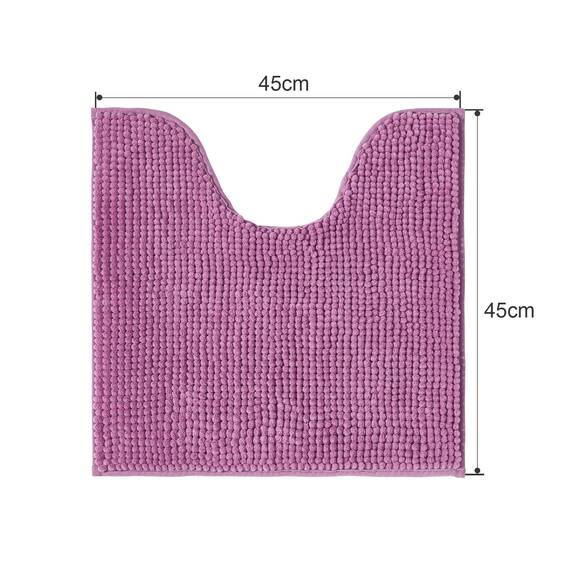 Decomira Badematte rutschfest WC Vorleger mit Ausschnitt | Als Badteppich Set kombinierbar | Badezimmer-Teppich Bad-Vorleger waschbar aus Chenille | Für freistehende Toiletten | Lila - 45x45 cm
