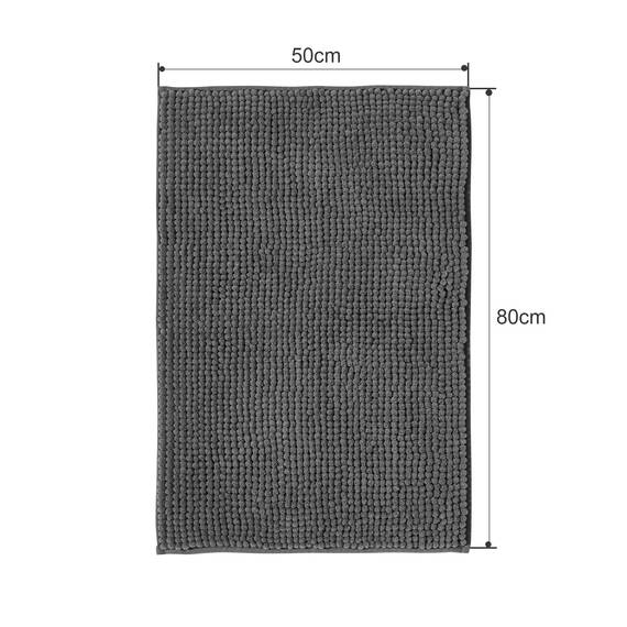 Decomira Badematte rutschfest | Als Badteppich Set kombinierbar | Badezimmer-Teppich Bad-Vorleger waschbar aus Chenille | Duschvorleger für Dusche, Badewannen, WC Deko | Dunkelgrau - 50x80 cm (2stk)