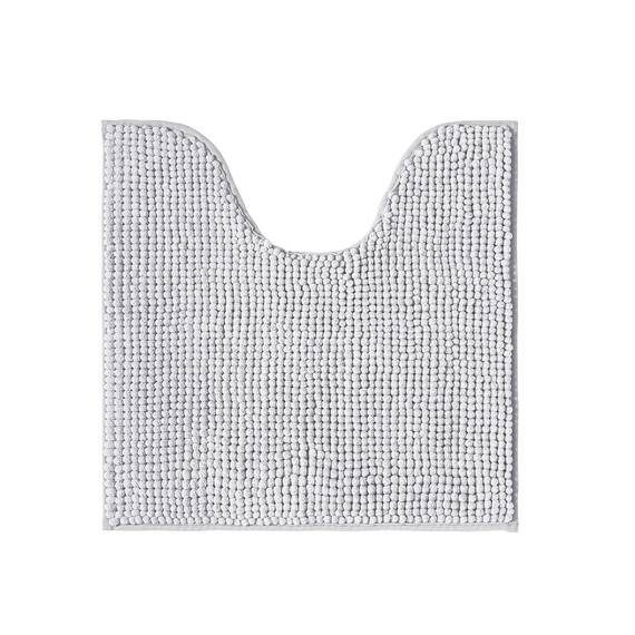 Decomira Badematte rutschfest WC Vorleger mit Ausschnitt | Als Badteppich Set kombinierbar | Badezimmer-Teppich Bad-Vorleger waschbar aus Chenille | Für freistehende Toiletten | Grau - 45x45 cm