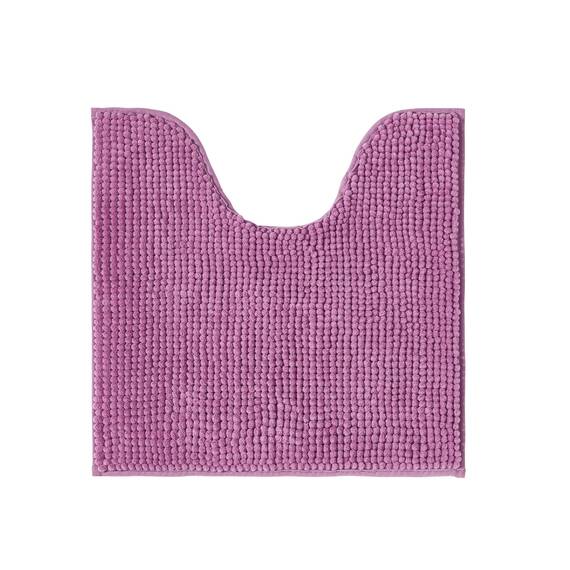 Decomira Badematte rutschfest WC Vorleger mit Ausschnitt | Als Badteppich Set kombinierbar | Badezimmer-Teppich Bad-Vorleger waschbar aus Chenille | Für freistehende Toiletten | Lila - 45x45 cm
